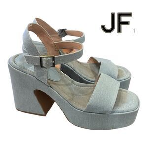 JF Women’s “Carole” Denim Chunky Platform Sandals 8.5